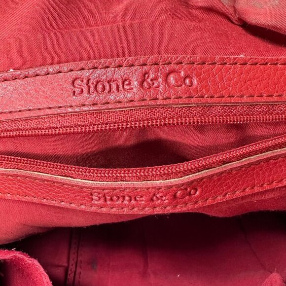 Stone and Co Pebbled Red Leather Crossbody Bag Soft Boho Festival 70s 90s y2k - Picture 3 of 16